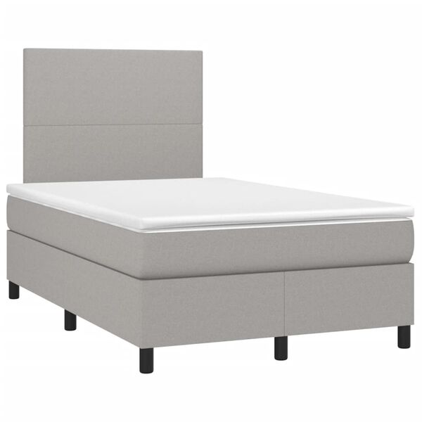 vidaXL Sommier &agrave; lattes de lit et matelas gris clair 120x190 cm tissu