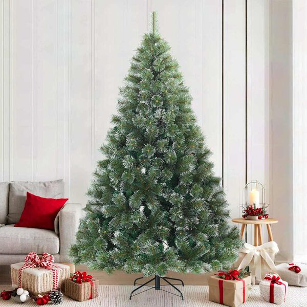 vidaXL Sapin de Noël artificiel à branches pliantes, duveteux de neige