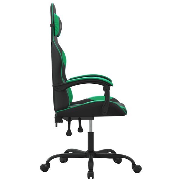 vidaXL Chaise de jeu pivotante Noir et vert Similicuir
