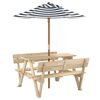 vidaXL Table de pique-nique pour 4 enfants avec parasol bois de sapin