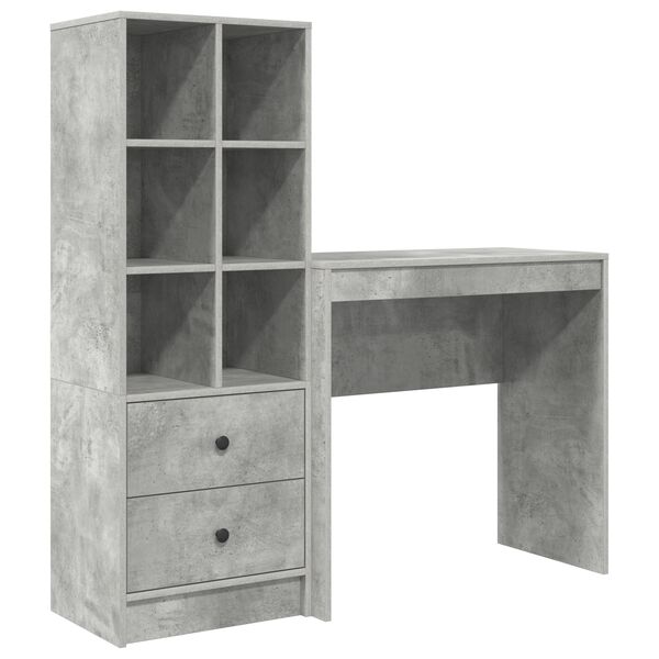 vidaXL Bureau avec tiroir 2 pcs Gris b&eacute;ton