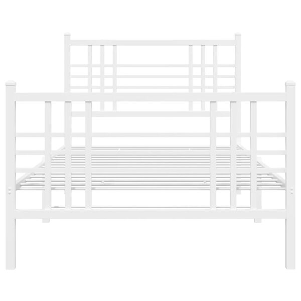 vidaXL Cadre de lit m&eacute;tal sans matelas avec pied de lit blanc 90x190cm