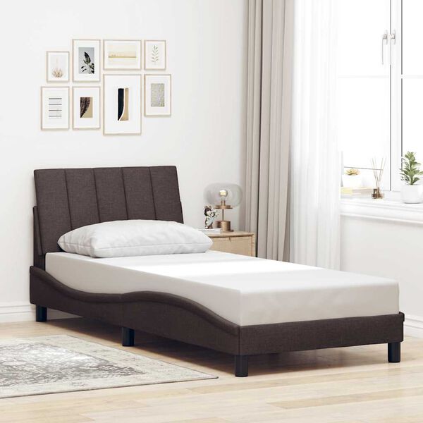 vidaXL Cadre de lit sans matelas Hanko marron fonc&eacute; 80x200 cm tissu