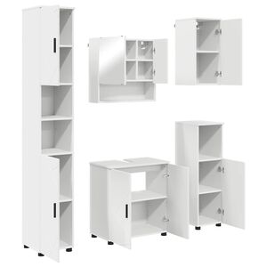 vidaXL Ensemble de mobilier de salle de bain Montage mural 5 pcs Blanc