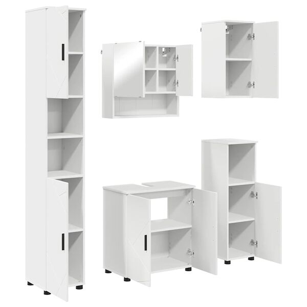 vidaXL Ensemble de mobilier de salle de bain Montage mural 5 pcs Blanc