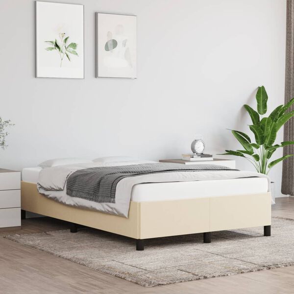 vidaXL Cadre de lit sans matelas cr&egrave;me 120x190 cm tissu