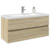 vidaXL Ensemble de meubles de bain 2pcs c&eacute;ramique et bois d'ing&eacute;nierie