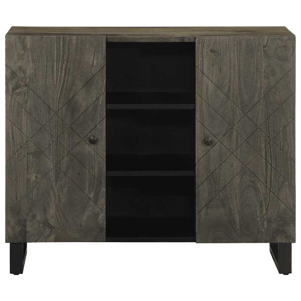 vidaXL Buffet noir 90x33x75 cm bois massif de manguier