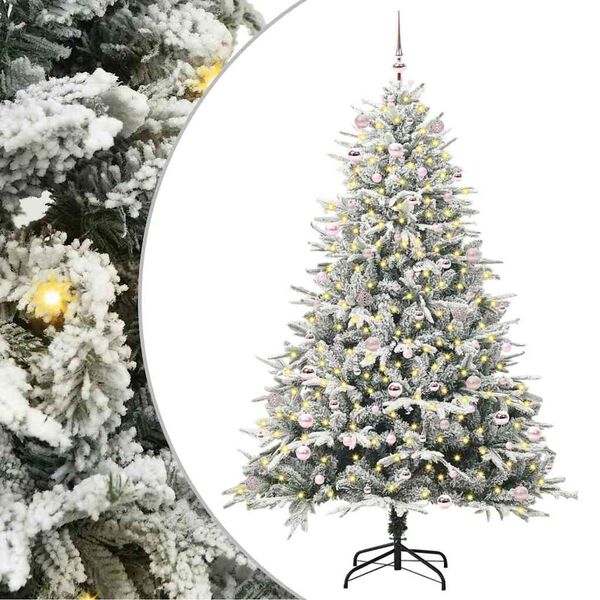 vidaXL Sapin de No&euml;l artificiel pr&eacute;-&eacute;clair&eacute; avec set de boules 240 cm