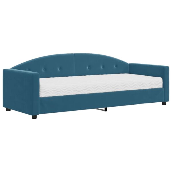 vidaXL Lit de jour avec matelas bleu 80x200 cm velours