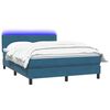 vidaXL Sommier &agrave; lattes de lit et matelas et LED bleu fonc&eacute; 160x210cm velours