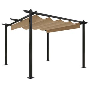 vidaXL Tonnelle de jardin avec toit r&eacute;tractable 3x3 m Taupe