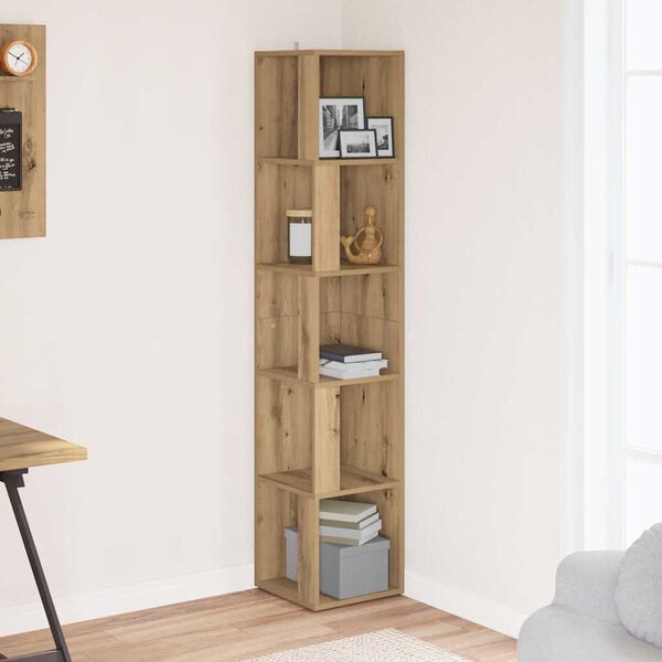 vidaXL Armoire d'angle ch&ecirc;ne artisanal 33x33x165 cm bois d'ing&eacute;nierie