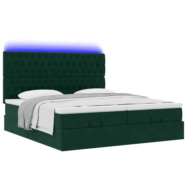 VidaXL Cadre de lit ottoman avec matelas vert fonc&eacute; 180x200cm velours