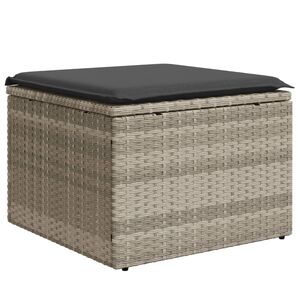 vidaXL Tabouret de jardin coussin gris clair 55x55x37cm r&eacute;sine tress&eacute;e