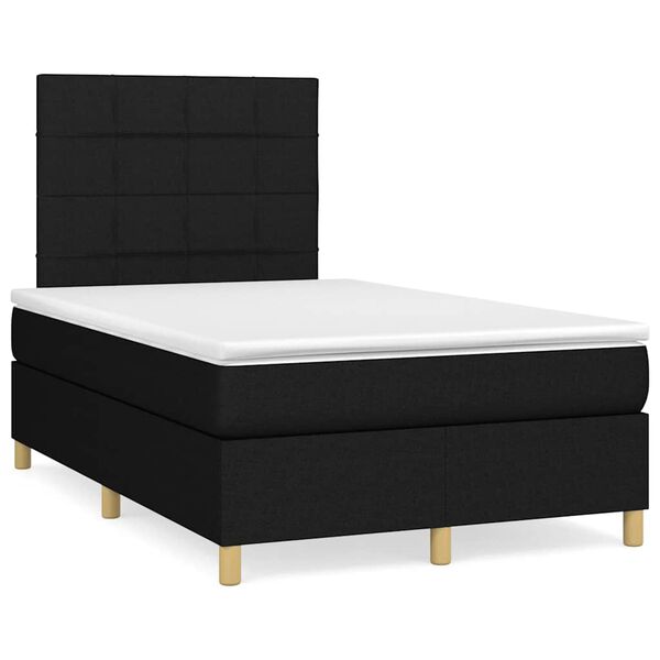 vidaXL Sommier &agrave; lattes de lit avec matelas noir 120x190 cm tissu