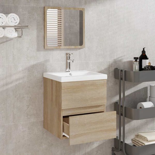 vidaXL Armoire de bain avec miroir chêne sonoma bois d'ingénierie