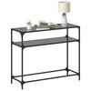 vidaXL Table console avec dessus en verre noir 98x35x81 cm acier