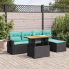 vidaXL Salon de jardin 6 pcs avec coussins noir r&eacute;sine tress&eacute;e