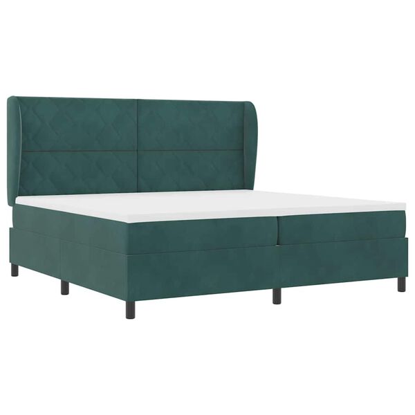 vidaXL Lit &agrave; ressorts avec matelas Vert fonc&eacute; 200 x 200 cm Polyester