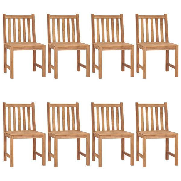 vidaXL Chaises de jardin lot de 8 avec coussins Bois de teck massif