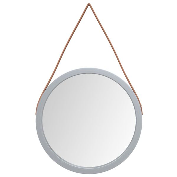 vidaXL Miroir mural avec sangle Argent&eacute; &Oslash; 45 cm