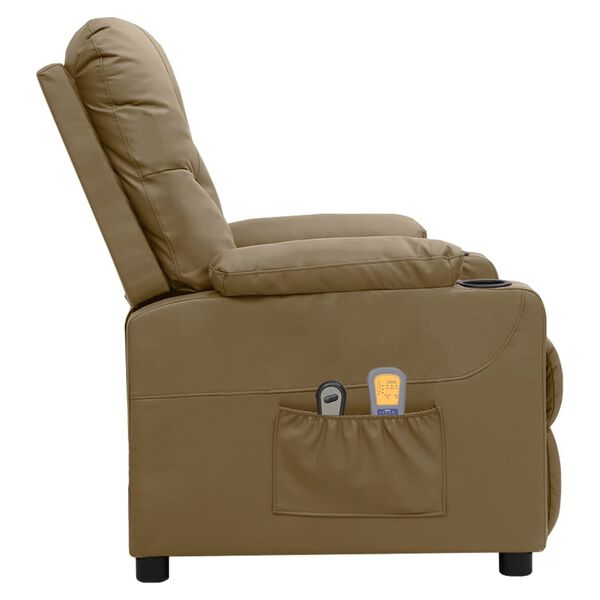 vidaXL Fauteuil de massage &eacute;lectrique Cappuccino Similicuir