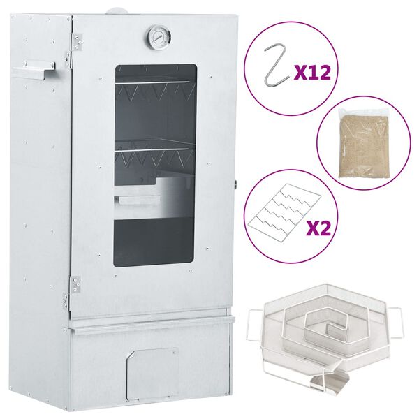 vidaXL Fumoir &agrave; four &agrave; BBQ g&eacute;n&eacute;rateur de fum&eacute;e froide acier galvanis&eacute;