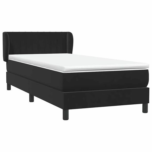 vidaXL Sommier &agrave; lattes de lit avec matelas noir 100x210 cm velours