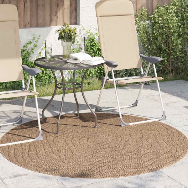 vidaXL Tapis de surface Rond Moir&eacute; HUARTE Naturel &Oslash; 160 CM Polyester