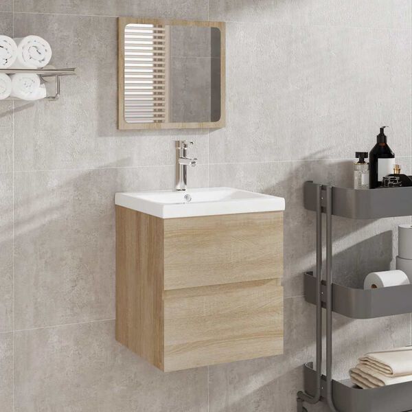 vidaXL Armoire de bain avec miroir chêne sonoma bois d'ingénierie