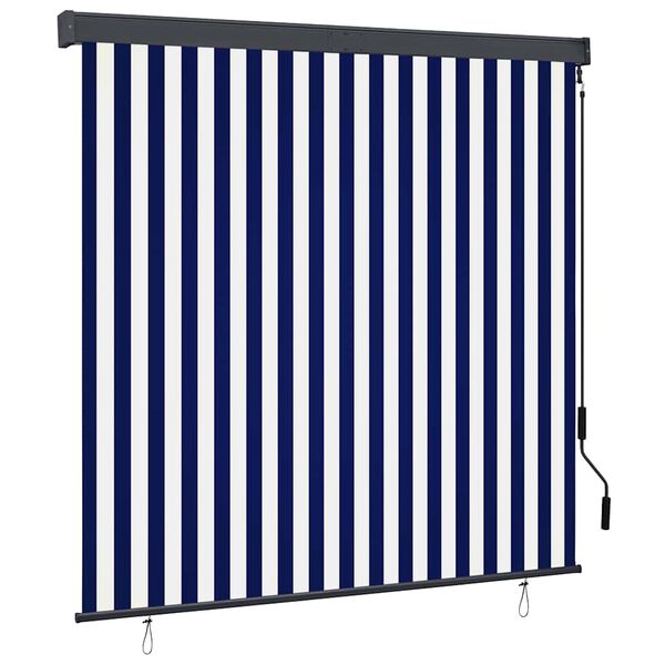 vidaXL Store roulant d'ext&eacute;rieur 160x250 cm Bleu et blanc