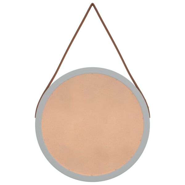 vidaXL Miroir mural avec sangle Argent&eacute; &Oslash; 35 cm