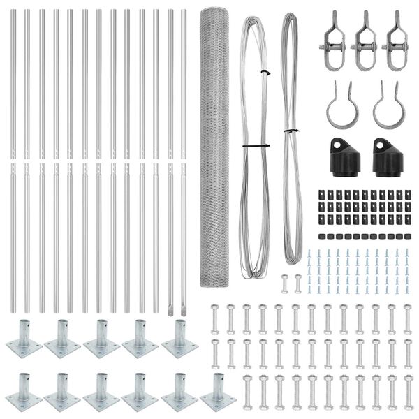 vidaXL Poteau de cl&ocirc;ture. Argent&eacute; 25 x 1,6 m (maillage de 13 mm) Acier
