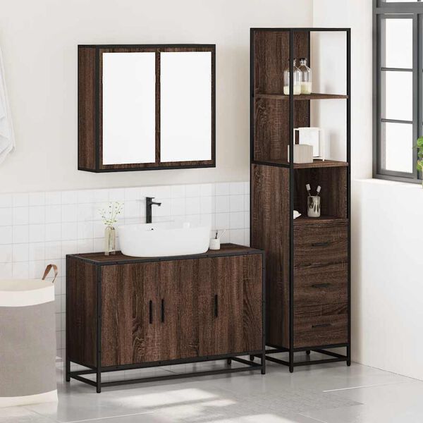 vidaXL Ensemble de meubles de salle de bain 3 pcs Chêne marron