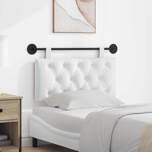 vidaXL T&ecirc;te de lit suspendue Montage mural Blanc 100 x 55 x 7 cm tissu