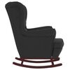vidaXL Fauteuil à bascule à oreilles en velours noir bois massif