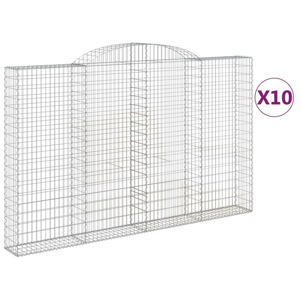vidaXL Paniers à gabions arqués 10 pcs 300x30x180/200 cm fer galvanisé