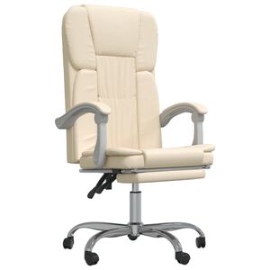 vidaXL Fauteuil inclinable de bureau Cr&egrave;me Similicuir