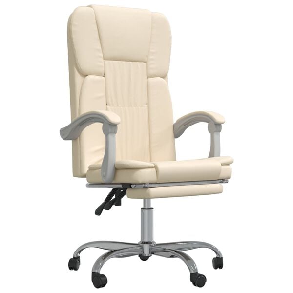 vidaXL Fauteuil inclinable de bureau Cr&egrave;me Similicuir