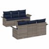 vidaXL Ensemble de canap&eacute; de jardin 7 pc Gris et marine polyrotin