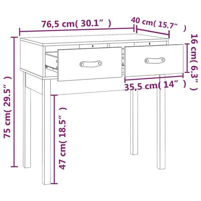 vidaXL Table console Blanc 76,5x40x75 cm Bois massif de pin