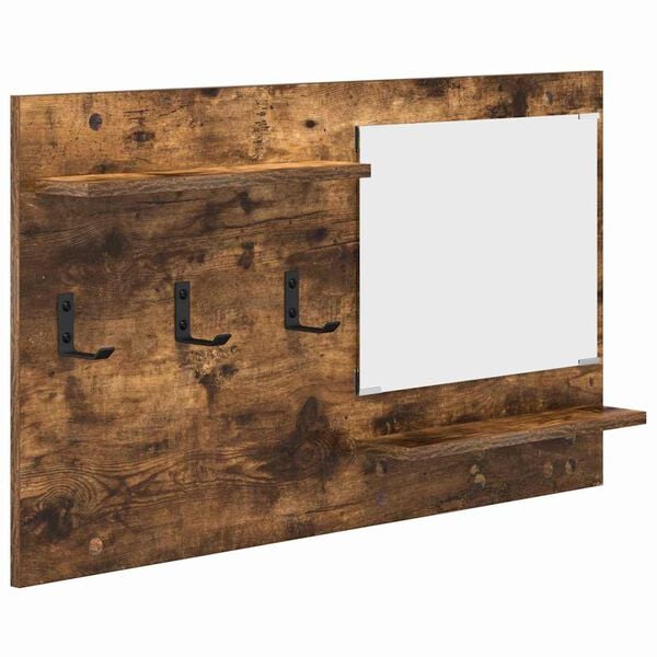 vidaXL Porte-manteau mural avec &eacute;tag&egrave;re Ch&ecirc;ne fum&eacute; 90 x 10 x 50 cm