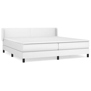 vidaXL Sommier &agrave; lattes de lit avec matelas Blanc 200x200cm Similicuir
