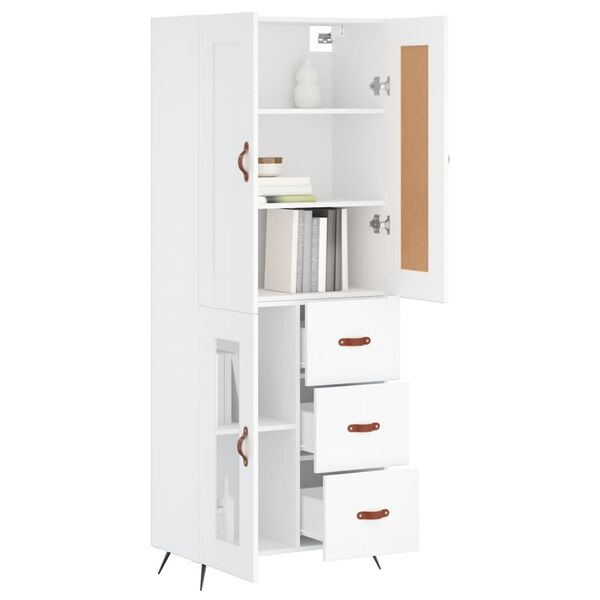 vidaXL Buffet haut Blanc 69,5x34x180 cm Bois d'ingénierie