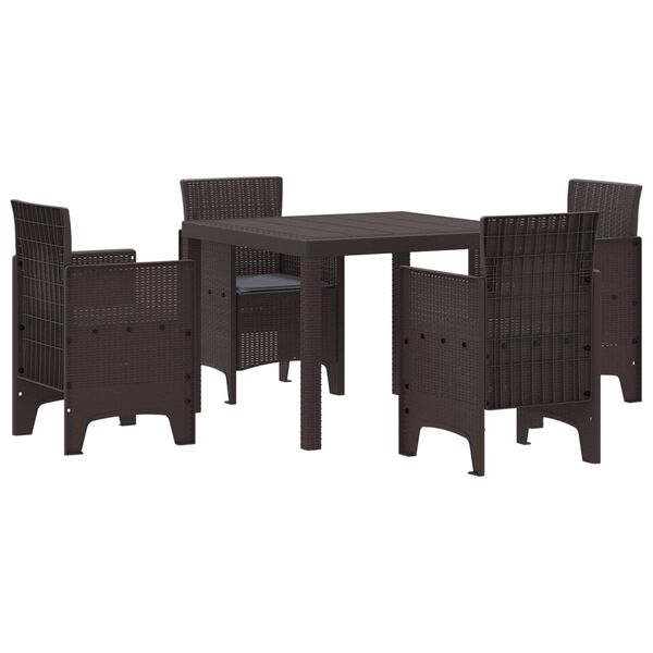 vidaXL Ensemble de salle à manger pour jardin 5 pcs Marron Rattan Polt