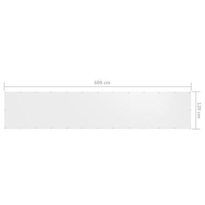 vidaXL Écran de balcon Blanc 120x600 cm Tissu Oxford