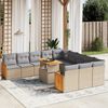 vidaXL Salon de jardin 11 pcs avec coussins beige r&eacute;sine tress&eacute;e