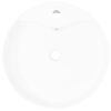 vidaXL Lavabo à trou de trop-plein/robinet céramique Blanc Rond