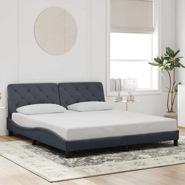 vidaXL Cadre de lit sans matelas gris fonc&eacute; 180x200 cm velours